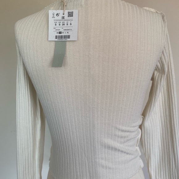 Pull&Bear Cream Ribbed Top - Picture 2 of 3